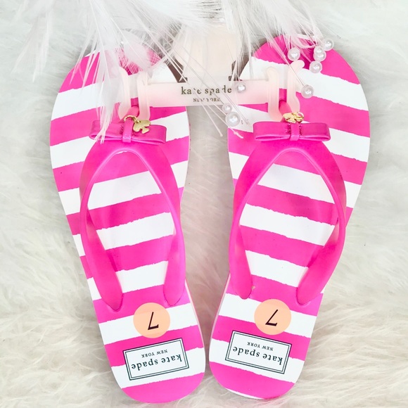 kate spade Shoes - ♠️ NEW KATE SPADE ♠️ SIZE 7 STRIPE BOW PINK WHITE